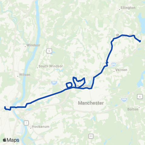 CTTransit Hartford Tolland St map