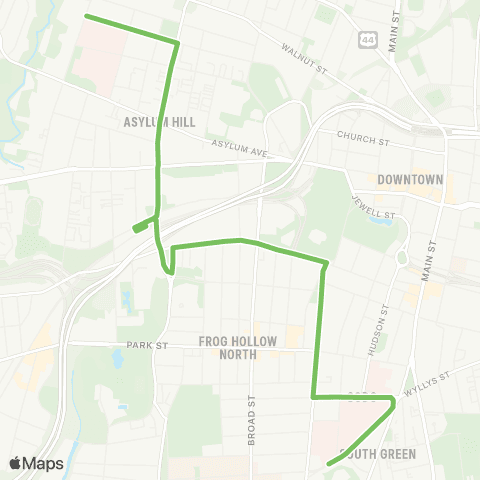 CTTransit Hartford Hospital Connector map