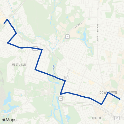 CTTransit New Haven Edgewood Avenue map