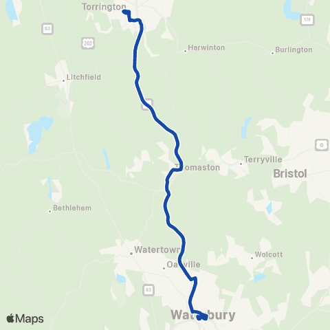 CTTransit Waterbury Waterbury / Torrington map