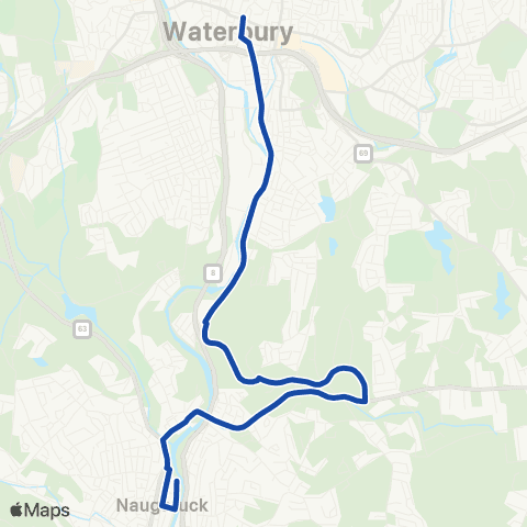 CTTransit Waterbury Waterbury / Naugatuck map