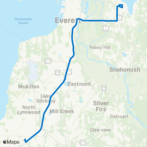 Community Transit Lake Stevens TC - Lynnwood City Ctr Sta map