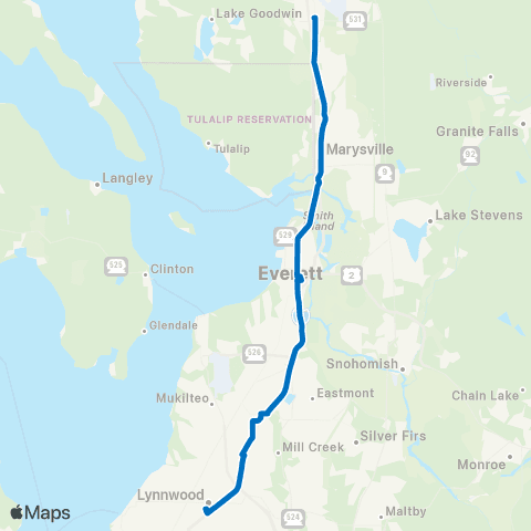 Community Transit Smokey Point TC - Lynnwood City Ctr Sta map