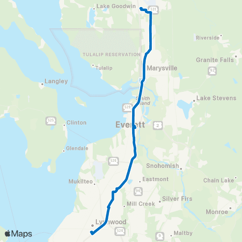 Community Transit Smokey Point TC - Lynnwood City Ctr Sta map