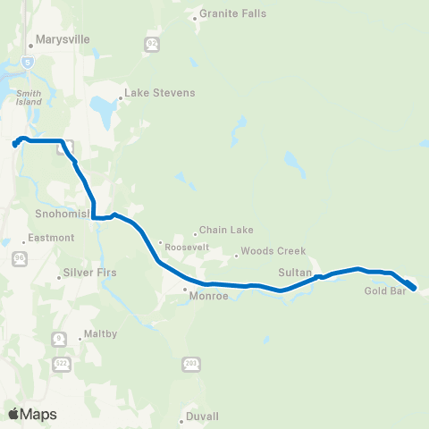 Community Transit Gold Bar - Everett Station map