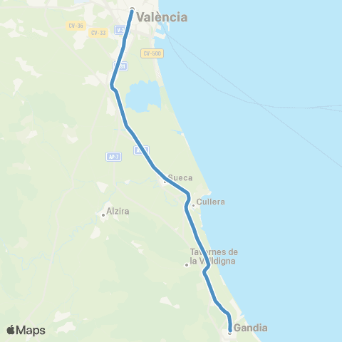 Cercanías Valencia Nord – Gandia map