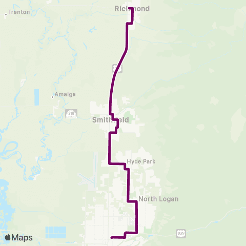 Cache Valley Transit District USU/Smithfield/Richmond map