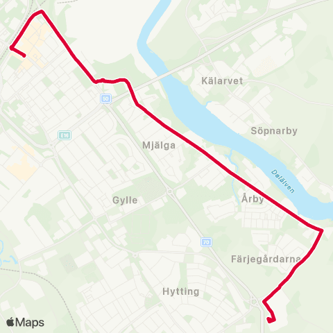 Dalatrafik Övre Färjegårdarna—Borlänge centrum map