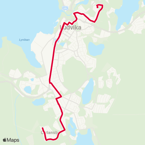 Dalatrafik Ludvika resecentrum—Ludvika lasarett huvudentren map