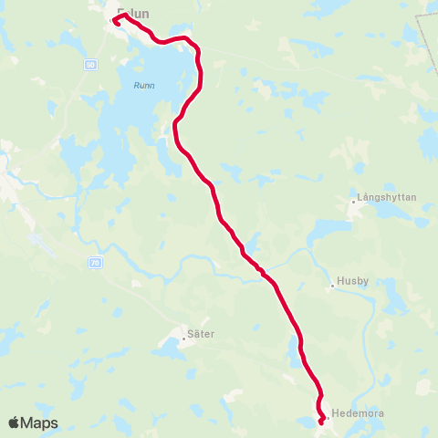 Dalatrafik Hedemora resecentrum—Falun resecentrum map