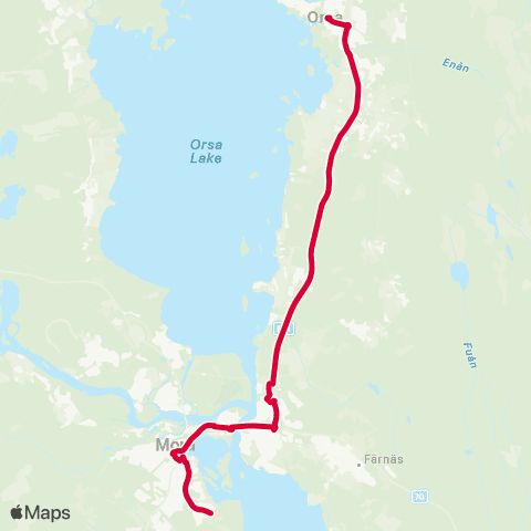 Dalatrafik Ripvägen—Orsa busstn map