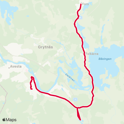Dalatrafik Fors skola—Krylbo resecentrum map