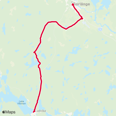 Dalatrafik Ludvika resecentrum—Borlänge resecentrum map