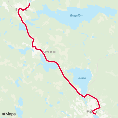 Dalatrafik Bjursås Kvarntäkt—Falun resecentrum map