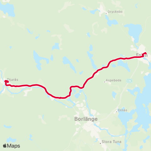Dalatrafik Falu Lasarett huvudentrén—Djurås resecentrum map