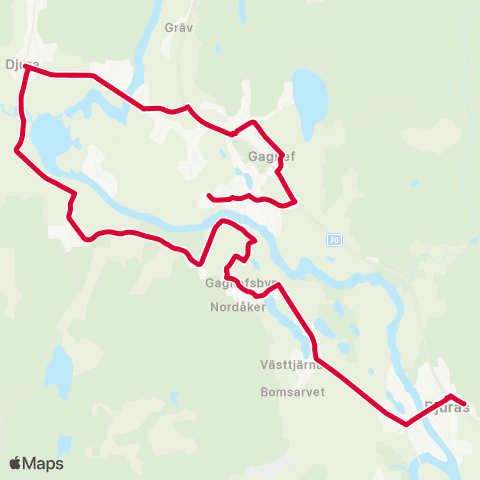 Dalatrafik Kyrkskolan—Djurås resecentrum map
