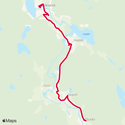 Dalatrafik Leksand resecentrum—Djurås resecentrum map