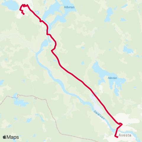 Dalatrafik Hedemora resecentrum—Avesta busstn map