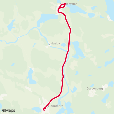 Dalatrafik Långshyttan centrum—Hedemora resecentrum map