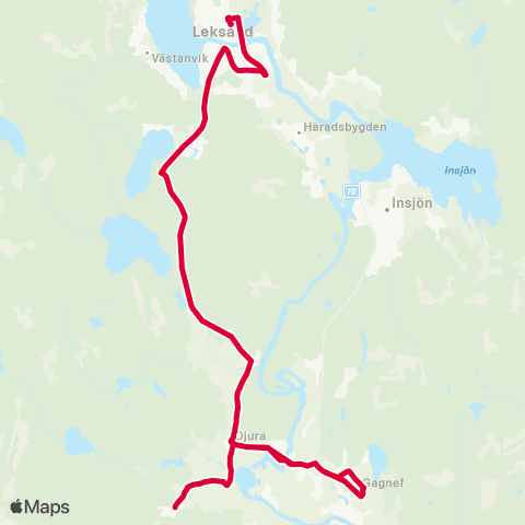 Dalatrafik Leksand resecentrum—Hedby Brända map