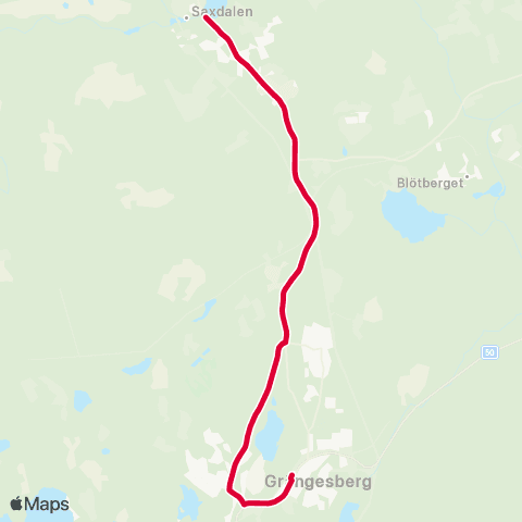 Dalatrafik Saxdalen Olsjövägen—Grängesberg jvstn map