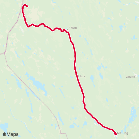 Dalatrafik Hundfjället hotellet—Malung centrum map