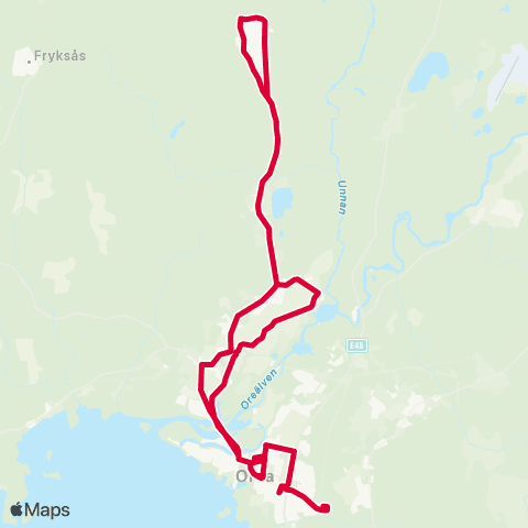 Dalatrafik Bergetskolan—Orsa busstn map