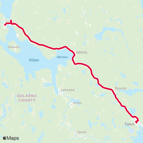 Dalatrafik Rättvik resecentrum—Falun resecentrum map