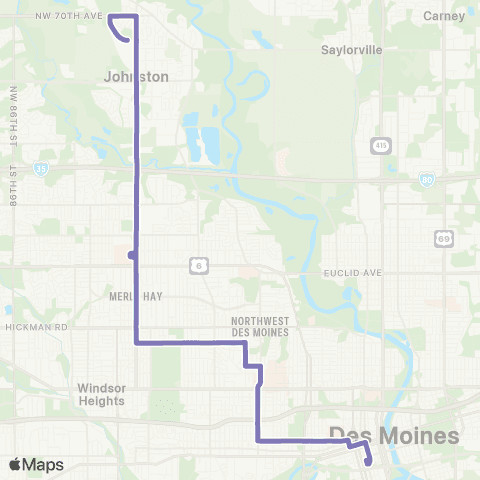 DART Franklin Ave / Johnston map