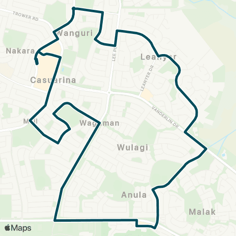 Darwinbus Casuarina - Wanguri - Leanyer - Wulagi - Wagaman map