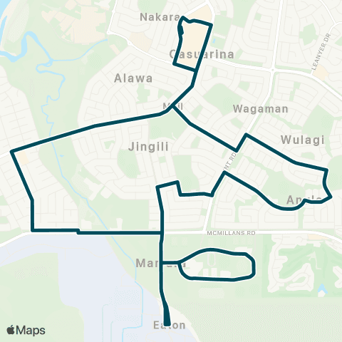 Darwinbus Casuarina - Alawa - Jingili - Moil - Anula map