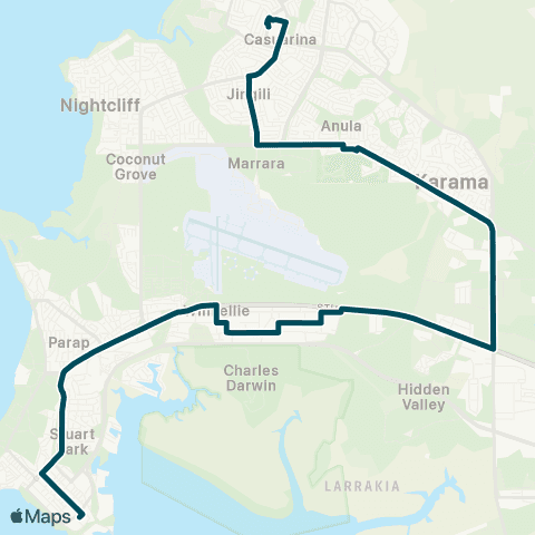 Darwinbus Casuarina - Marrara - Berrimah - Winnellie - Darwin map