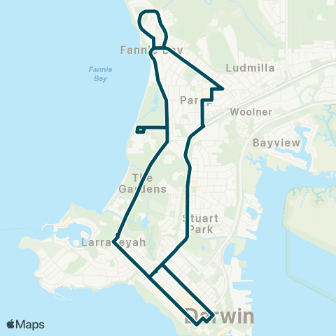 Darwinbus Darwin - Museum - Fannie Bay - Parap map