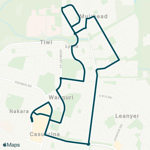 Darwinbus Casuarina - Wanguri - Lyons - Muirhead map
