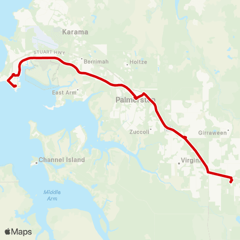 Darwinbus Humpty Doo - Coolalinga - Darwin Express map