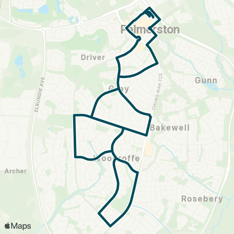 Darwinbus Palmerston - Woodroffe - Gray map