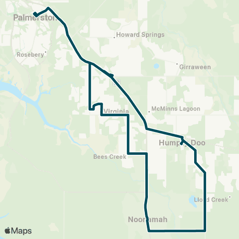 Darwinbus Humpty Doo - Coolalinga - Virginia - Noonamah - Palmerston map