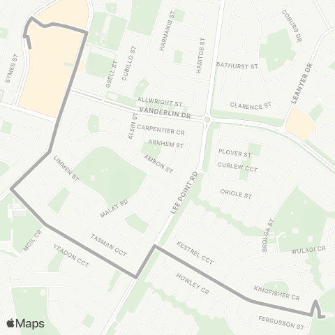 School Routes Sanderson MS - Casuarina Interchange map