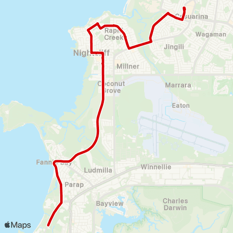 Darwinbus Mindil Beach Markets - Casuarina map