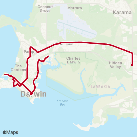 Darwinbus School - Darwin map