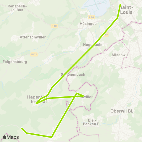 DistriBus Liebenswiller Aubépines - St-Louis St-Louis Gare map