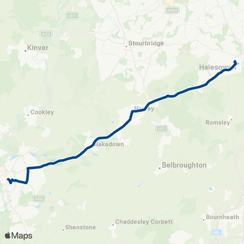 Diamond Bus Halesowen Bus Sta - Kidderminster Bus Sta map