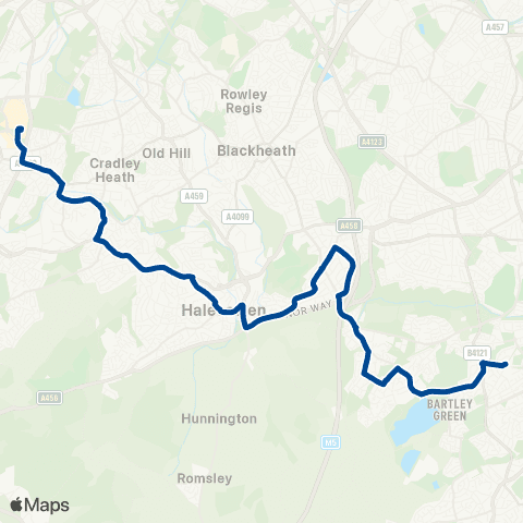 Diamond Bus Merry Hill Bus Sta - Weoley Castle Library map