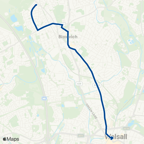 Diamond Bus Tintern Crescent - Walsall Bus Station map
