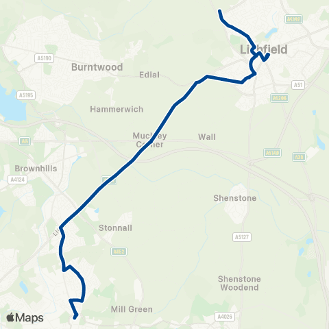 Diamond Bus Aldridge Shopping Ctr - The Friary Sch map