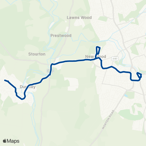 Diamond Bus Kinver High School - Frairs Gorse map