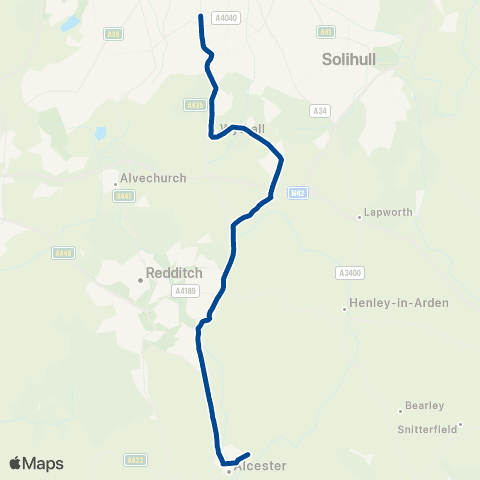 Diamond Bus Alcester Academy Bus Park - Addison Rd map