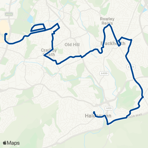 Diamond Bus Merry Hill Bus Sta - Halesowen Bus Sta map