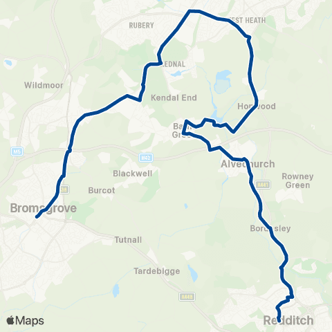 Diamond Bus Redditch Bus Sta - Bromsgrove Bus Sta map