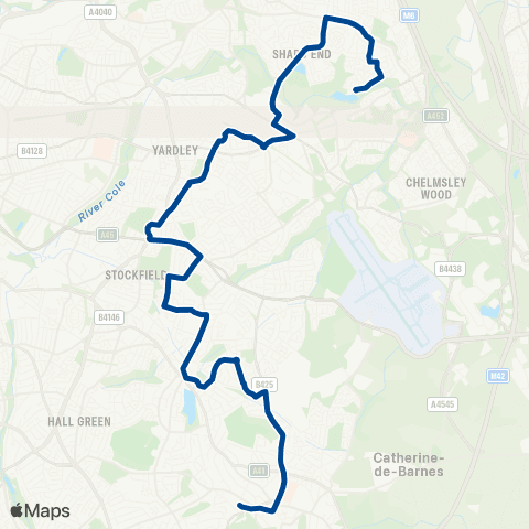 Diamond Bus Solihull Sta Interchange - Kingshurst Way map